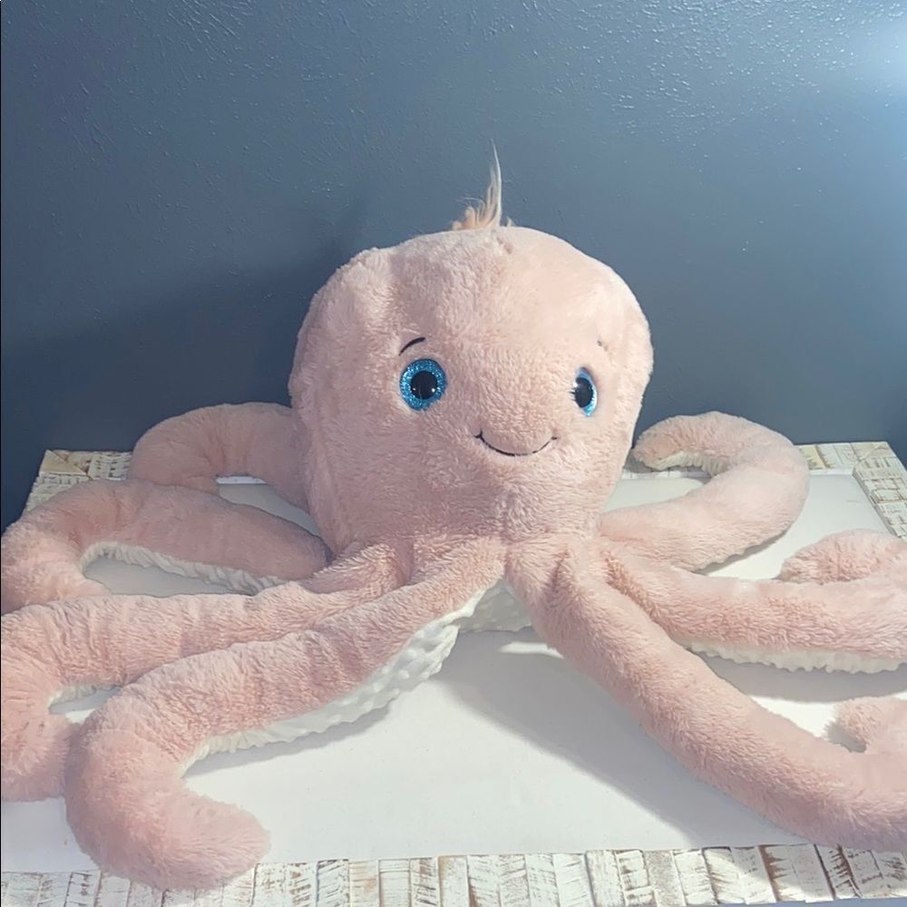 XL Pink and cream Plush Octopus Toy Girls room decor